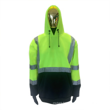 reflective apparel factory hi vis hoodie with zipper safety sweatshirt Reflective safety hoodie